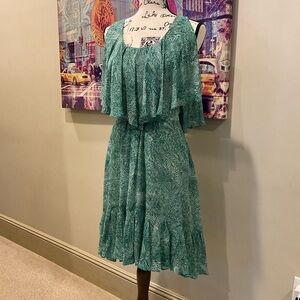 Cynthia Steffe Green Ruffled Tiered Midi Dress
